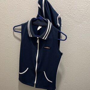 VINTAGE  Blue Zip-Up Vest with White Trim by Polo Girl